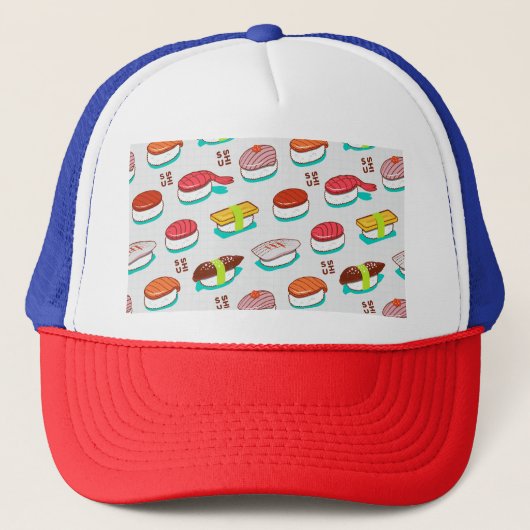  nigiri sushi, doodle patroon trucker pet (Voorkant)