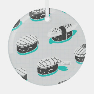 Nigiri sushi, neon patroon. glas ornament