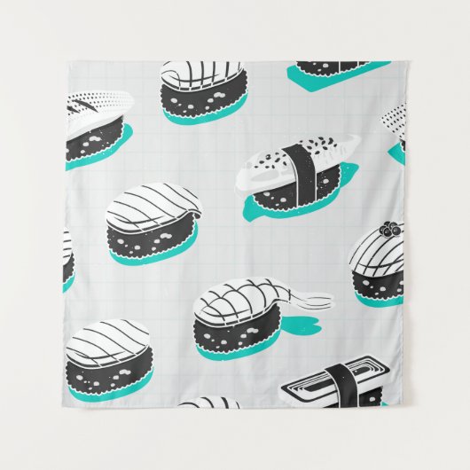 Nigiri sushi, neon patroon. wandkleed (Voorkant)