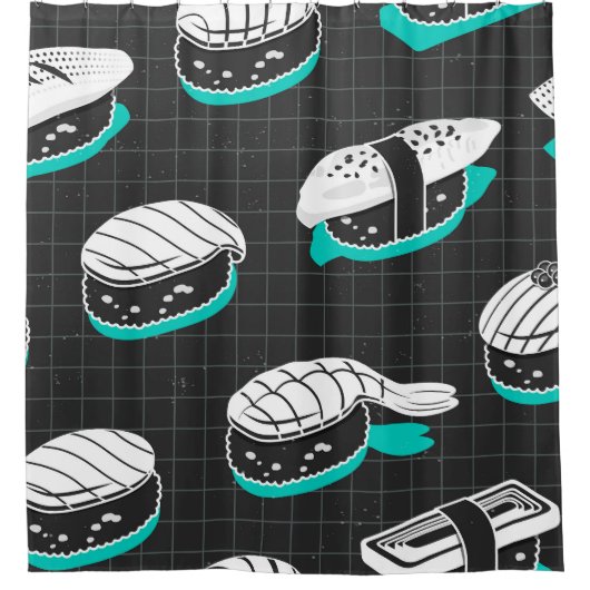 Nigiri Sushi  schetspatroon Douchegordijn (Voorkant)