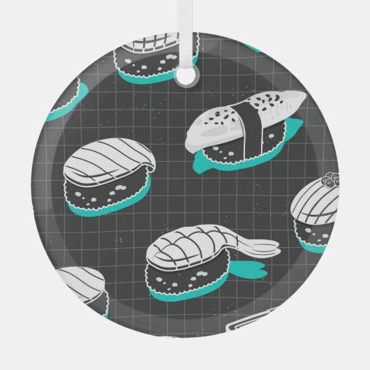 Nigiri Sushi  schetspatroon Glas Ornament (Voorkant)