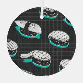 Nigiri Sushi  schetspatroon Glas Ornament (Achterkant)