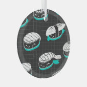 Nigiri Sushi  schetspatroon Glas Ornament (Voorkant Rechts)