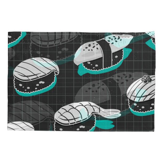 Nigiri Sushi  schetspatroon Kussensloop (Achterkant)