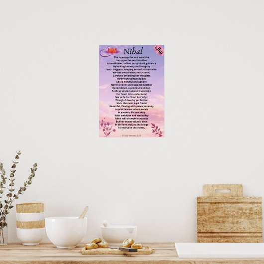 "Nihal" Name Poem Poster (Keuken)