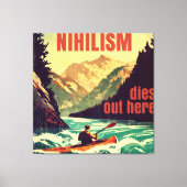 Nihilisme sterft hier door kajakken canvas afdruk (Voorkant)