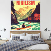 Nihilisme sterft hier door kajakken canvas afdruk (Insitu (Slaapkamer))