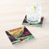 Nihilisme sterft hier door kajakken glazen onderzetter (Schuin)