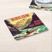 Nihilisme sterft hier door kajakken kartonnen onderzetters (Schuin)