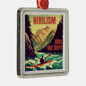 Nihilisme sterft hier door kajakken metalen ornament (Rechts)