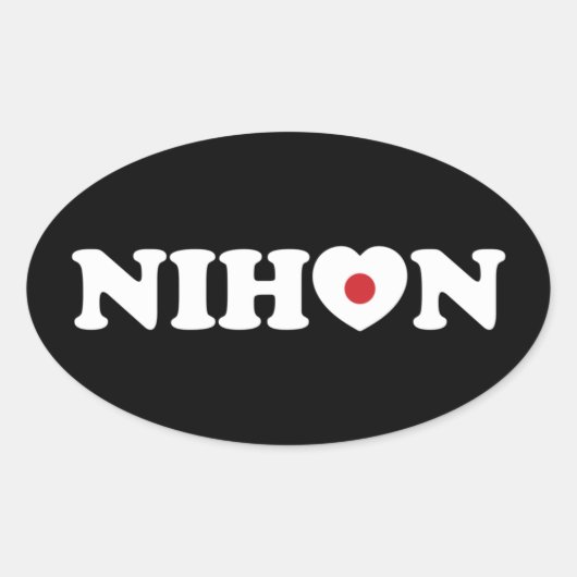 Nihon Love Heart Flag Oval Sticker (Voorkant)