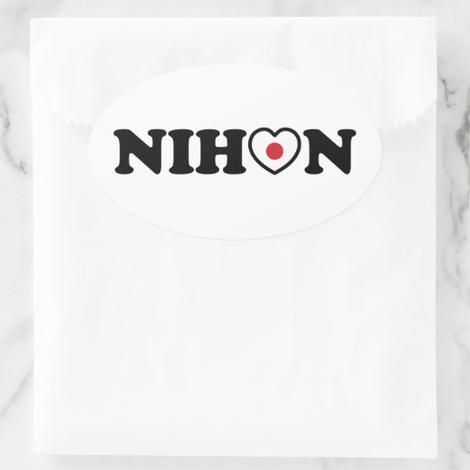 Nihon Love Heart Flag Ovale Sticker (Tas)