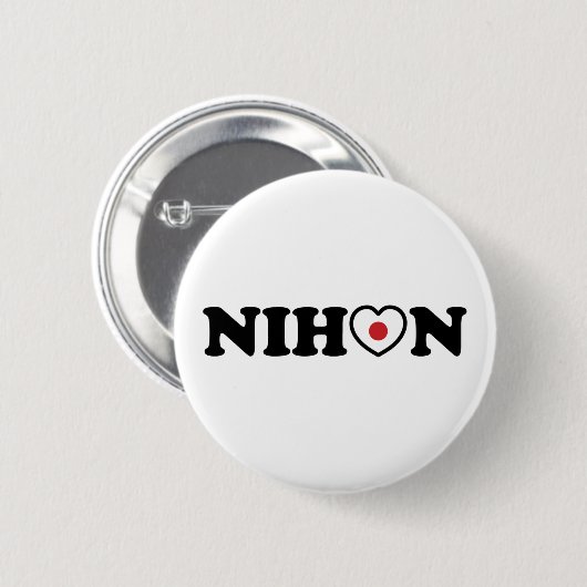 Nihon Love Heart Flag Ronde Button 5,7 Cm (Voorkant /achterkant)