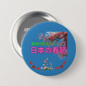 Nihon no shunsetsu oceanblauw ronde button 7,6 cm (Voorkant /achterkant)