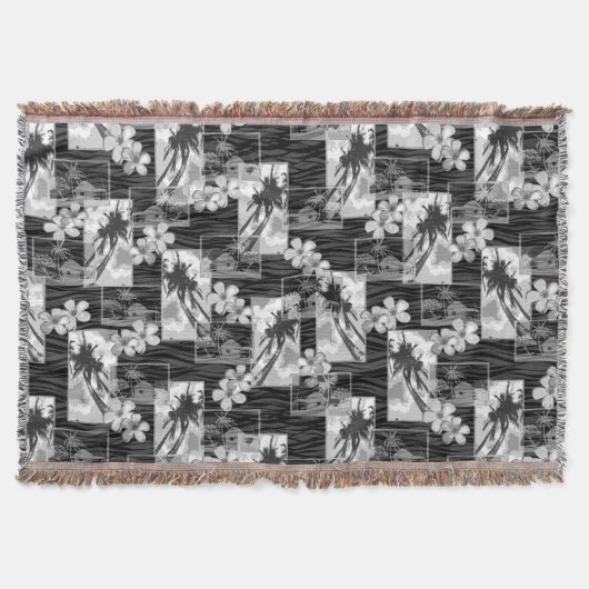 Niihau Island Hawaiian Plumeria and Palm Tree Deken (Voorkant)