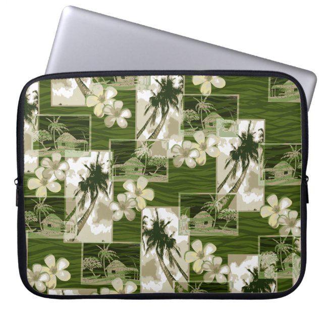 Niihau Island Hawaiian Plumeria and Palm Tree Laptop Sleeve (Voorkant)