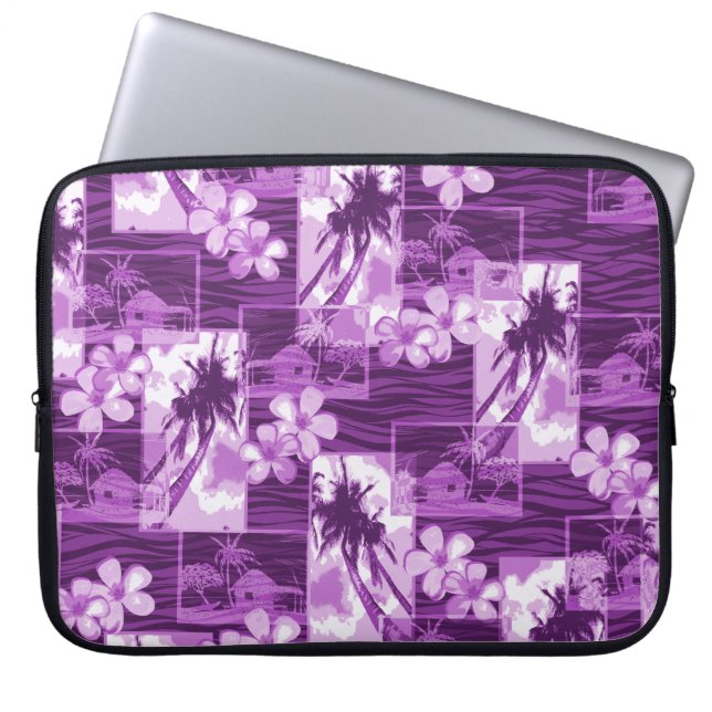 Niihau Island Hawaiian Plumeria and Palm Tree Laptop Sleeve (Voorkant)