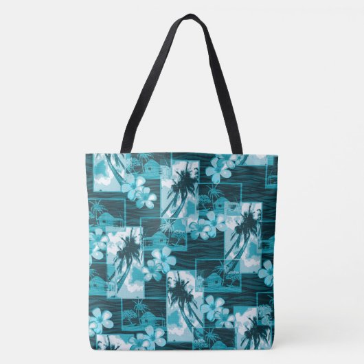 Niihau Island Hawaiian Plumeria Palms Beach Tote Bag (Voorkant)