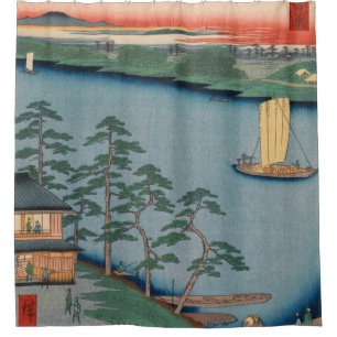 Niijuku Ferry  Ukiyo-e Japanse kunst Douchegordijn