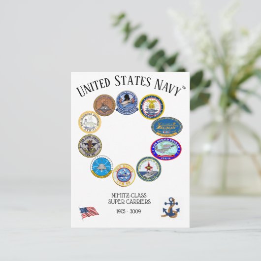 NiIMITZ CLASS SUPPER CARRIERS 1975 - 2009 Briefkaart (Staand voorkant)