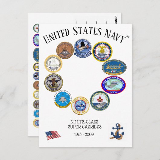 NiIMITZ CLASS SUPPER CARRIERS 1975 - 2009 Briefkaart (Voorkant / Achterkant)