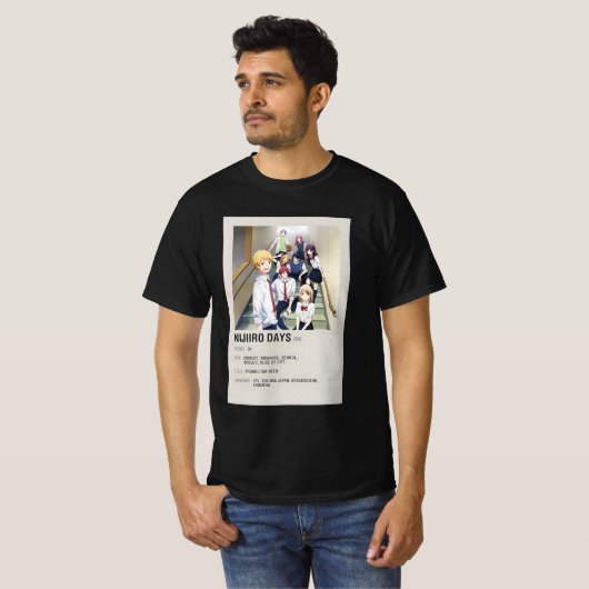 " Nijiiro Days (Rainbow Days) minimalistische anim T-shirt (Voorkant volledig)