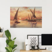 Nijl Zonsondergang Feluccas Kunst Poster (Thuiskantoor)