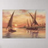 Nijl Zonsondergang Feluccas Kunst Poster (Voorkant)