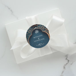 Nijlblauw Islamitische 3D Arch Elegante Huwelijksg Ronde Sticker