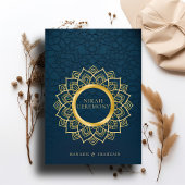 Nijlblauw Islamitische boog Elegante Moslim Nikah  Kaart