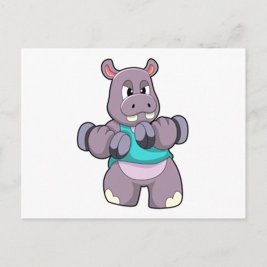 Nijlpaard aan het bodybuilden met halters briefkaart (Voorkant)