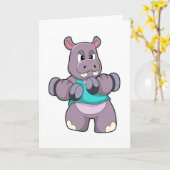 Nijlpaard aan het bodybuilden met Hantels Kaart (Gele Bloem)