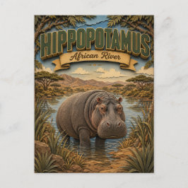 Nijlpaard Afrikaanse Rivier POPCUT Briefkaart