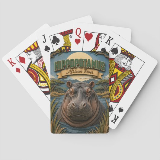 Nijlpaard Afrikaanse Rivier POPCUT Pokerkaarten (Achterkant)