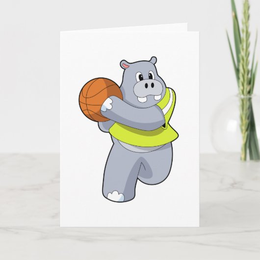 Nijlpaard als Basketballer met Basketbal.PNG Kaart (Voorkant)