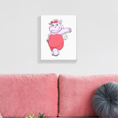 Nijlpaard als bruid met sluier en boog canvas afdruk (Insitu (Woonkamer))