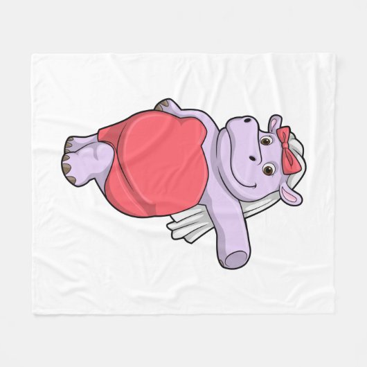 Nijlpaard als bruid met sluier en boog fleece deken (Voorkant (Horizontaal))