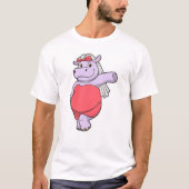 Nijlpaard als bruid met sluier en boog t-shirt (Voorkant)