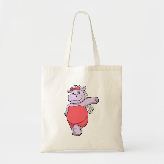 Nijlpaard als bruid met sluier en boog tote bag (Voorkant)