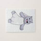 Nijlpaard als bruid met sluier legpuzzel (Horizontaal)