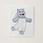 Nijlpaard als bruid met sluier legpuzzel (Verticaal)