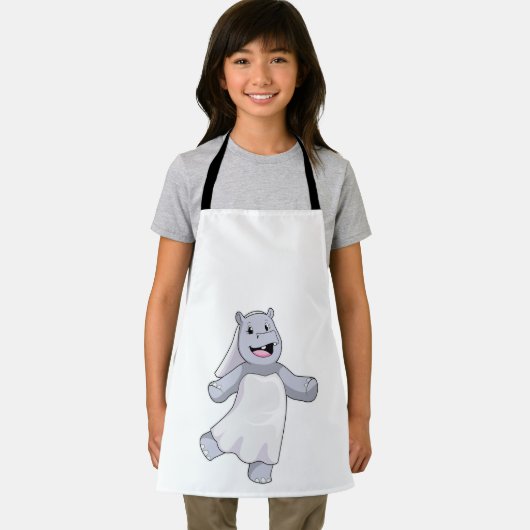 Nijlpaard als bruid met sluier schort (Insitu)