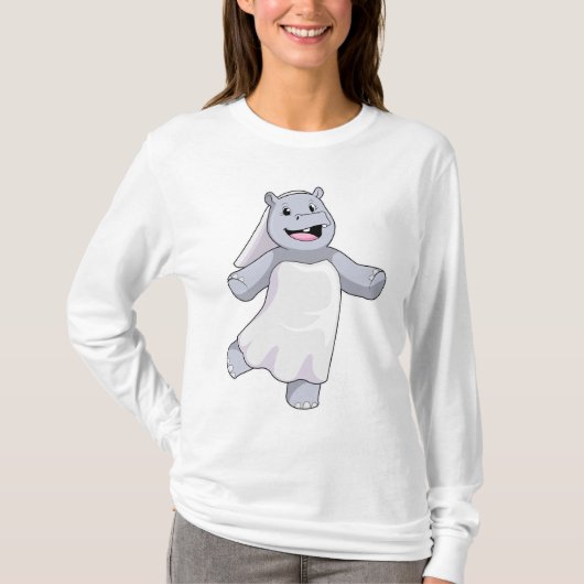 Nijlpaard als bruid met sluier t-shirt (Voorkant)