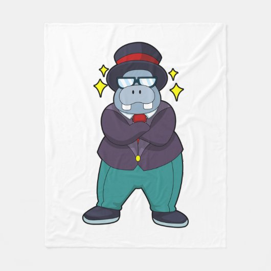 Nijlpaard als bruidegom met pak.PNG Fleece Deken (Voorkant)
