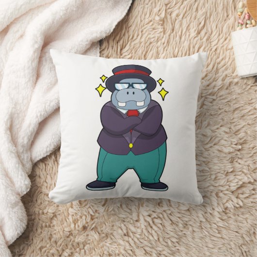 Nijlpaard als bruidegom met pak.PNG Kussen (Deken)
