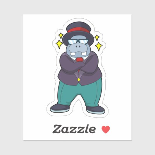 Nijlpaard als bruidegom met pak.PNG Sticker (Vel)