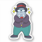 Nijlpaard als bruidegom met pak.PNG Sticker (Voorkant)