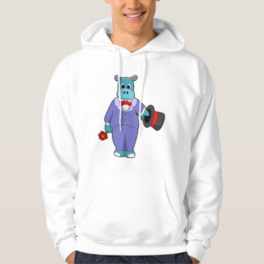 Nijlpaard als Bruidegom met Pak & Roos Hoodie (Voorkant)
