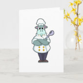 Nijlpaard als kok met houten lepel en schort kaart (Gele Bloem)