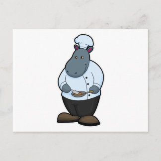 Nijlpaard als kok met pan briefkaart